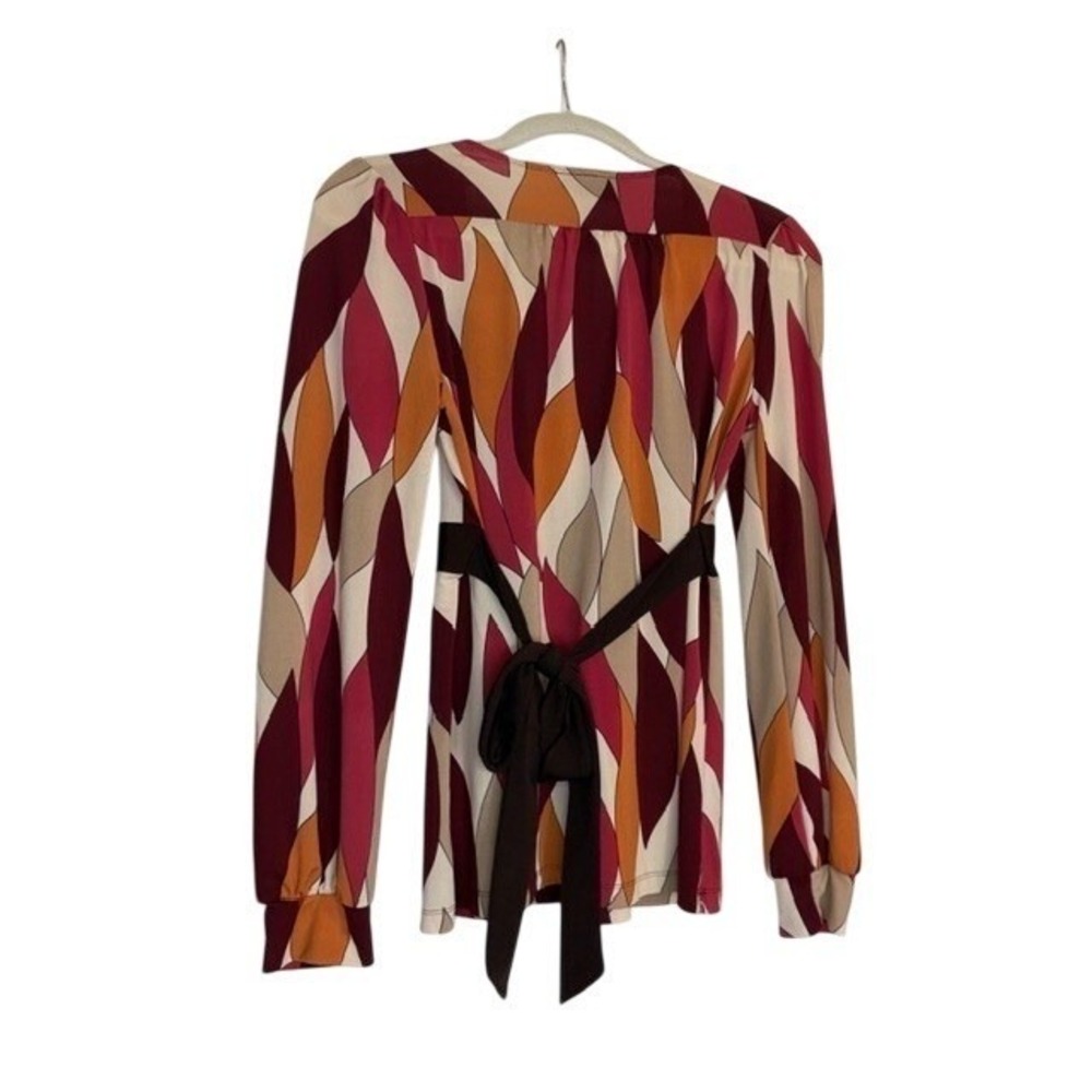Vintage 70s Womens Psychedelic Geometric Tunic Blouse Empire Waist Mod Boho L - Picture 3 of 6